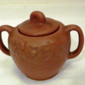 Handcrafted Terracotta Ceramic Sugar Jar with Lid and Dual Handles